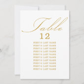 Élégante calligraphie blanc Table d'or blanc Carte (Devant)