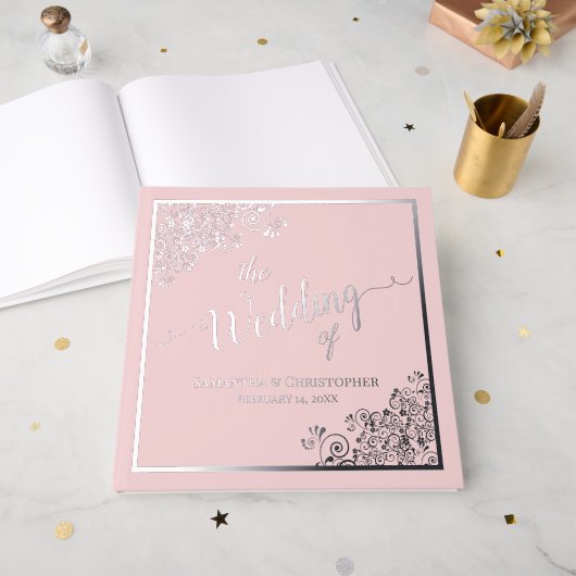 Élégante calligraphie Blush rose Mariage à huile d (Recto ouvert)