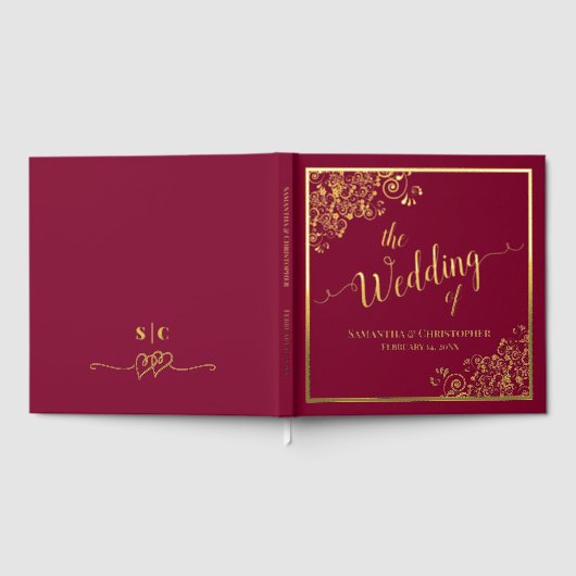 Élégante calligraphie Bourgogne & Mariage Gold Foi (Complet)