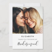 Élégante calligraphie Bridesmaid carte de remercie (Devant)
