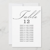 Élégante calligraphie Carte de siège table blanche (Devant)