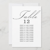 Élégante calligraphie Carte de siège table blanche (Dos)