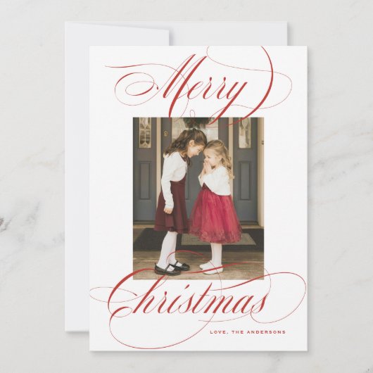 Élégante calligraphie Carte photo de Noël (Devant)
