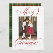Élégante calligraphie Carte photo de Noël (Devant / Derrière)