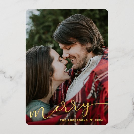 Elégante Calligraphie de Joyeux Carte Photo de Noë (Recto)