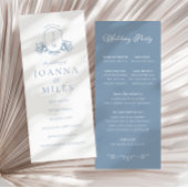 Élégante calligraphie Dusty Blue Crest Programme