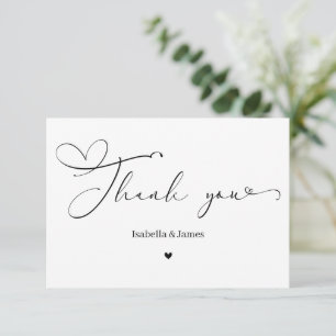 Elegante Calligraphie Eenvoudige Hart Trouw  Bedankkaart