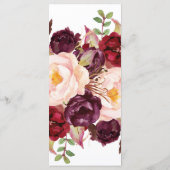 Elégante calligraphie Faded Floral Diner Carte Men (Dos)