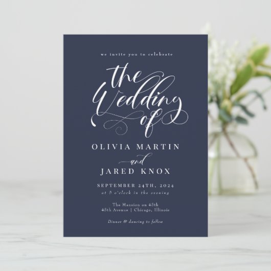 Élégante calligraphie Faire-part de mariage classi (Debout devant)