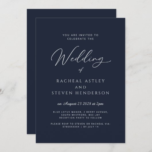 Élégante calligraphie Faire-part de mariage classi (Devant / Derrière)