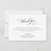 élégante calligraphie funéraire merci note (Devant)