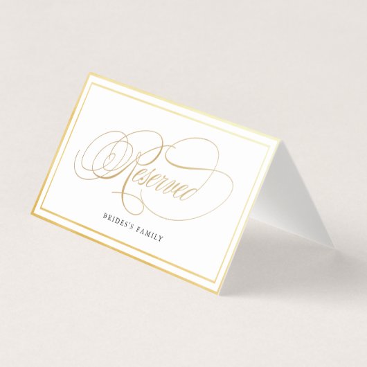 Elégante Calligraphie Gold Réservé carte Mariage (Front)