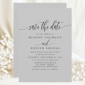 Élégante Calligraphie Gris Clair Save The Date
