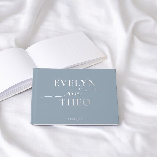 Élégante calligraphie Heart Blue Mariage livre d'h