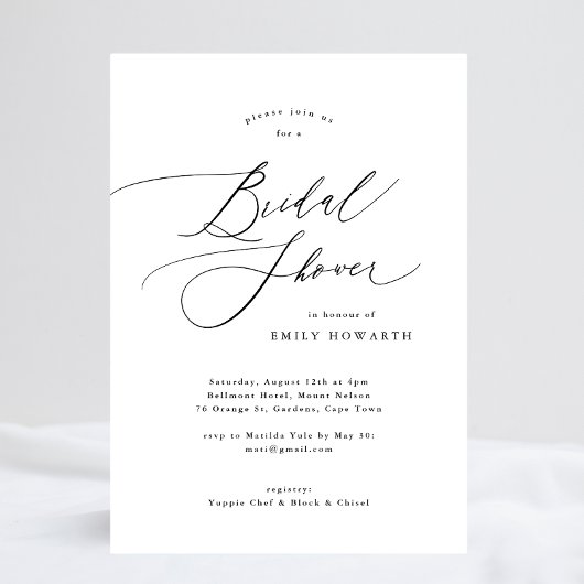 Élégante calligraphie Invitation de douche nuptial