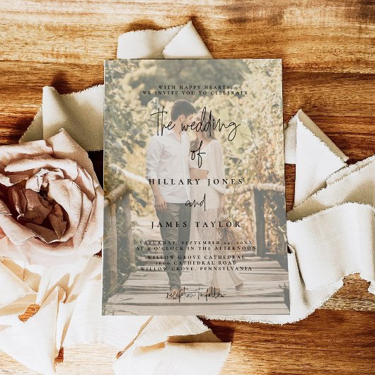 Élégante calligraphie | Invitation de photo déchar