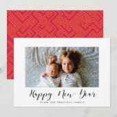 Élégante calligraphie Joyeux carte photo du Nouvel (Devant / Derrière)
