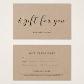 Élégante calligraphie kraft certificat cadeau papi (Devant & derrière)