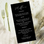 Elégante Calligraphie Mariage Cartes de menu<br><div class="desc">Profitez de l'élégance intemporelle de votre journée spéciale avec notre suite de mariage noir et blanc de calligraphie simple et chic.</div>
