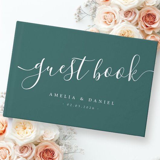 Elégante calligraphie mariage pin vert