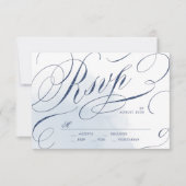 Elégante calligraphie marine mariage vintage RSVP (Devant)