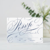 Elégante calligraphie marine mariage vintage RSVP (Debout devant)