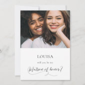 Elégante calligraphie Matron d'honneur carte de pr (Devant)