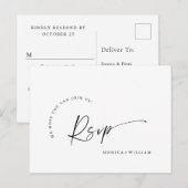 Élégante calligraphie Menu Choix Mariage RSVP (Devant / Derrière)