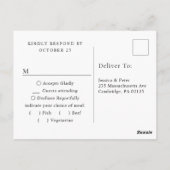 Élégante calligraphie Menu Choix Mariage RSVP (Dos)