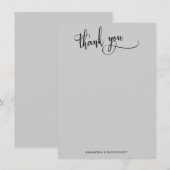 Élégante calligraphie Merci gris simple (Devant / Derrière)
