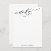 Élégante calligraphie Merci noir & blanc (Devant / Derrière)