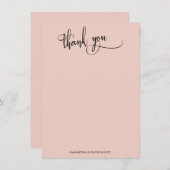 Élégante calligraphie Merci rose simple (Devant / Derrière)