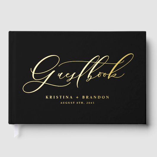 Élégante calligraphie moderne Mariage noir (Recto)