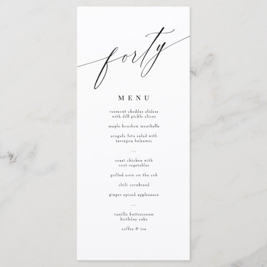 Élégante calligraphie moderne Menu 40e anniversair (Devant)