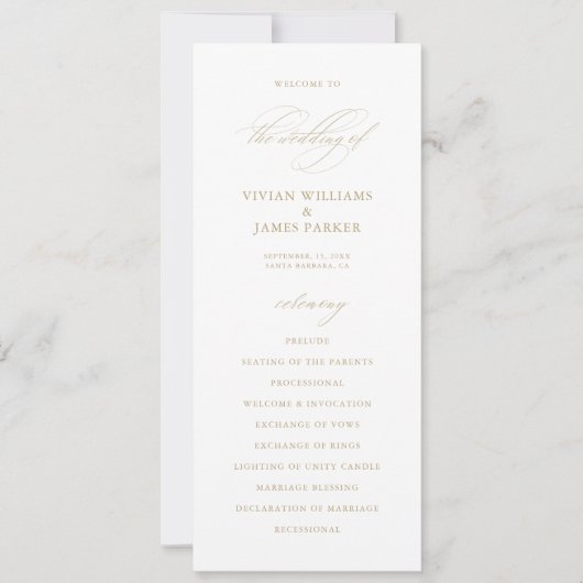 Élégante Calligraphie moderne Programme de mariage (Devant)