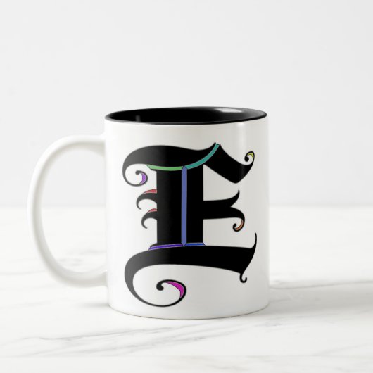 Élégante calligraphie Monogramme Lettre E Mug (Gauche)
