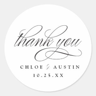 Élégante calligraphie Noir Blanc Mariage Stickers