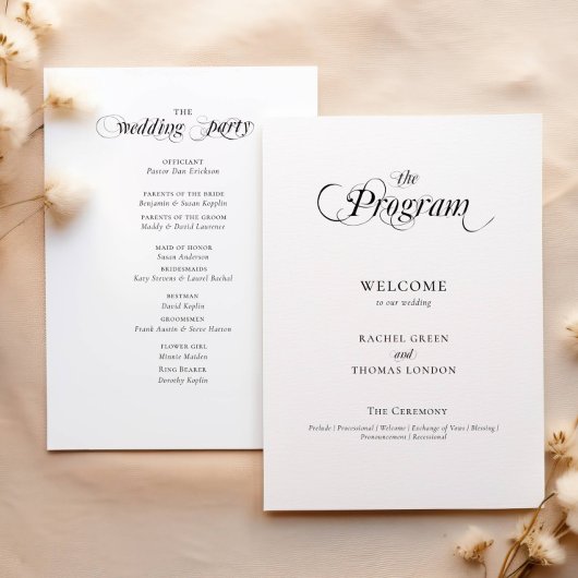 Élégante calligraphie noir blanc programme de mari