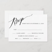 Élégante calligraphie Noir et Blanc Mariage RSVP C (Devant / Derrière)