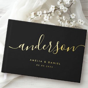 Élégante calligraphie noir mariage vrai feuille