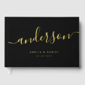 Élégante calligraphie noir mariage vrai feuille (Recto)