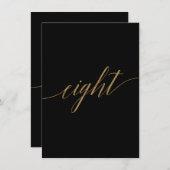 Élégante calligraphie noir or Numéro de table Huit (Devant / Derrière)