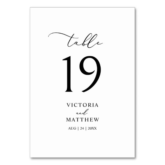 Élégante calligraphie noire Numéro de table (Par défaut)
