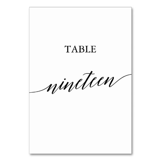 Élégante calligraphie noire Numéro de table Dix-ne (Dos)