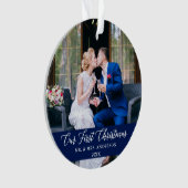 Élégante calligraphie Notre premier Noël bleu (devant)