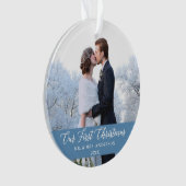 Élégante calligraphie Notre premier Noël Bleu clai (devant)