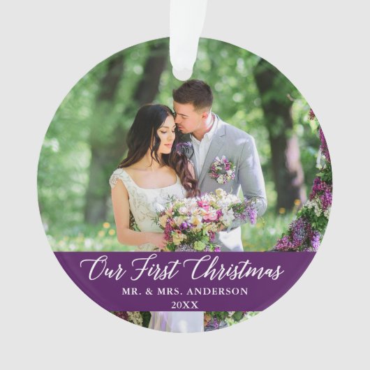 Élégante calligraphie Notre premier Noël violet (devant)