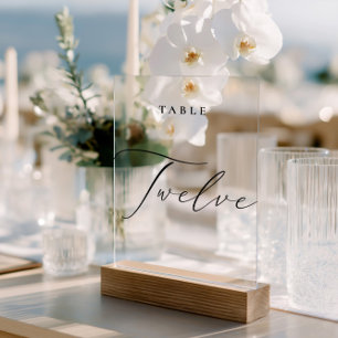 Élégante calligraphie Numéro de table Douze