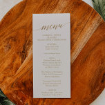 Élégante calligraphie Or | Carte du menu du dîner<br><div class="desc">Cette élégante carte de dîner en ivoire de calligraphie dorée est parfaite pour un mariage simple. Le design neutre présente une carte minimaliste décorée avec une typographie romantique et fantaisiste de feuille d'or. Ce menu peut être utilisé pour une réception de mariage, un dîner de répétition ou tout événement. Remarque...</div>
