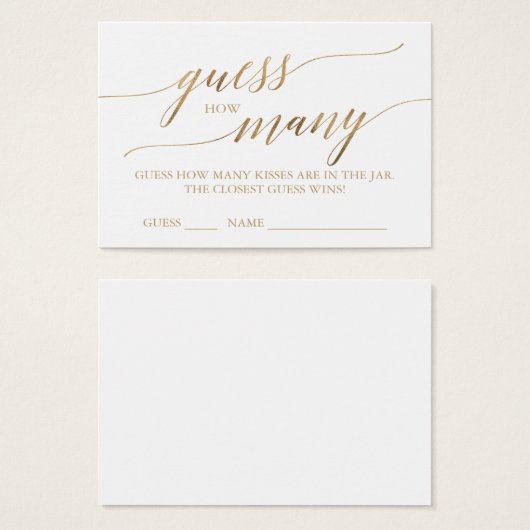 Élégante Calligraphie Or Devine Combien De Baisers (Devant & derrière)